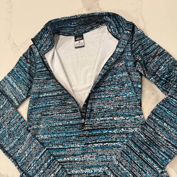 Nike Pro Dri-Fit Half Zip Pullover Long Sleeve Top Women's Medium Blue/Black Gym - Picture 5 of 10